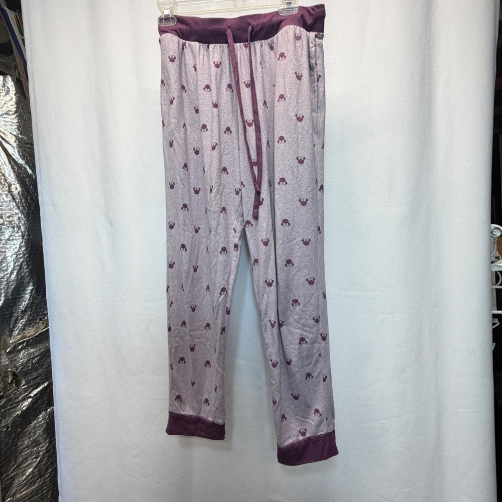 Disney PJ Pajama Pants Women Medium Purple Minnie Mouse Print Jogger Sleepwear
